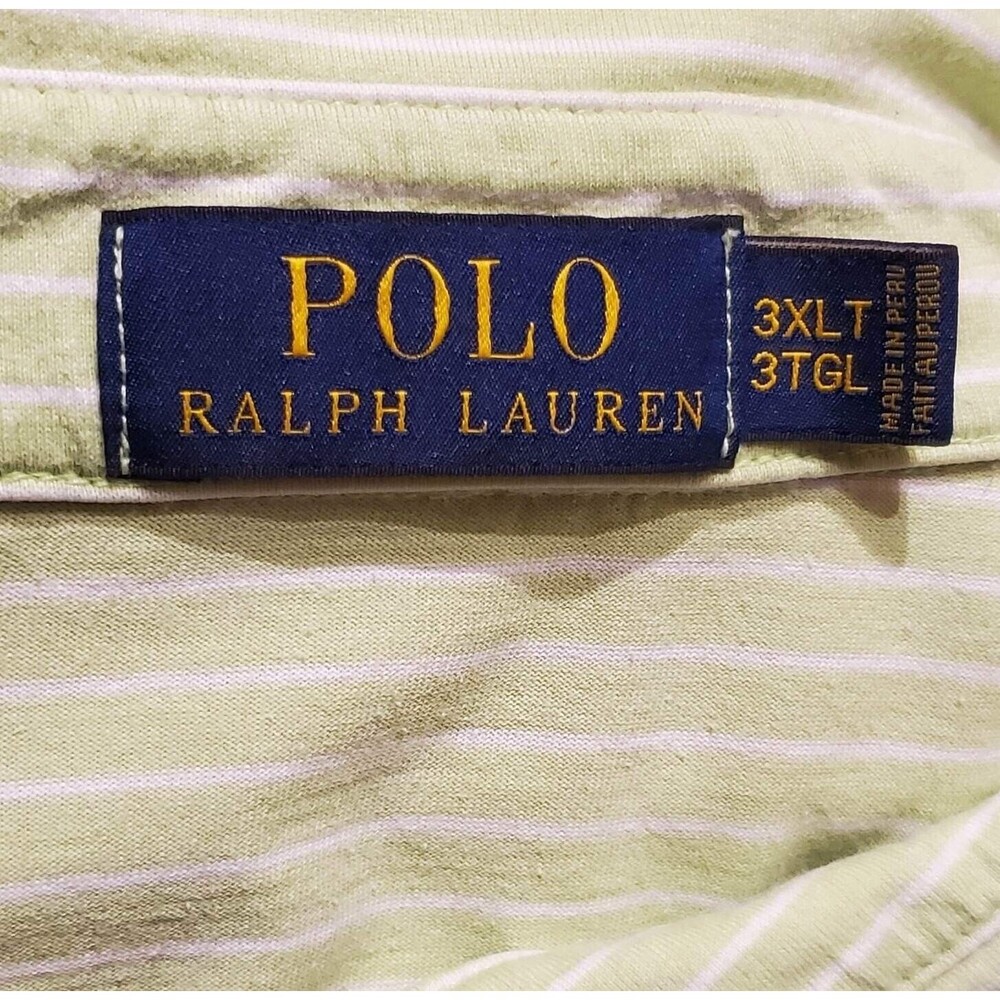 Mens RALPH LAUREN 3XLT Short Sleeve Polo Shirt Lime Green / White Big & Tall - Picture 6 of 6